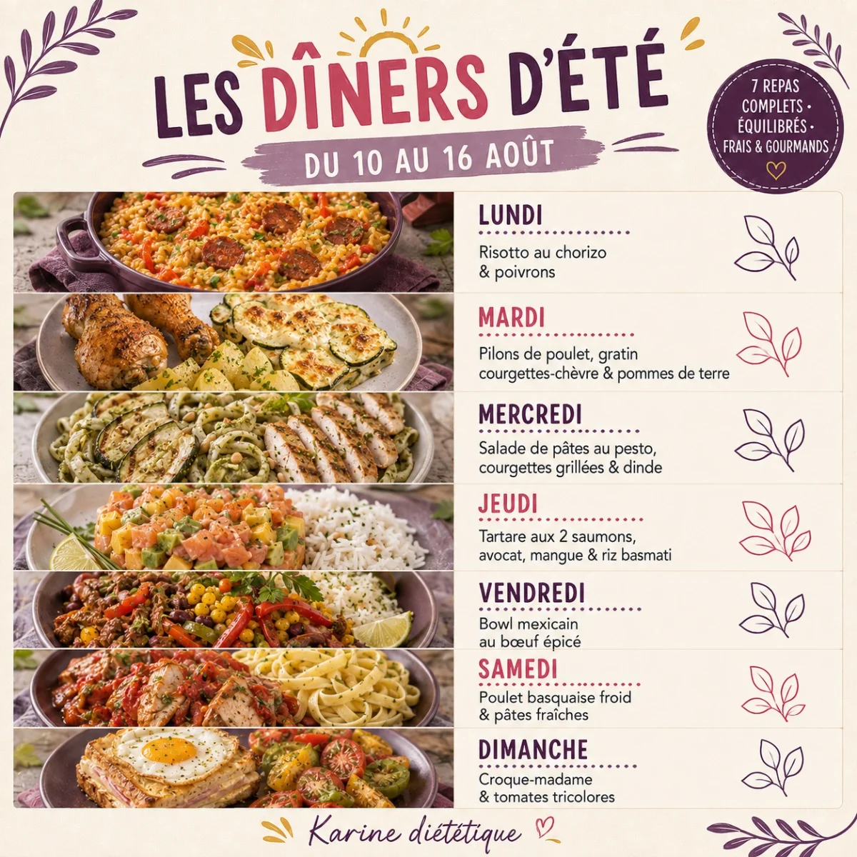 Menu de la semaine du 10 au 16 août — récap 2